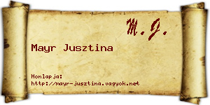 Mayr Jusztina névjegykártya